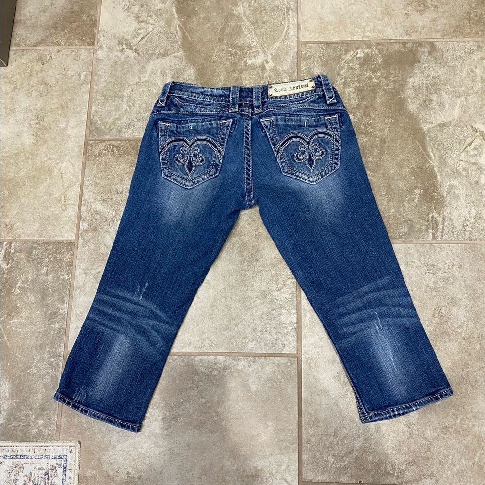 Rock Revival Adele Capri Jeans 28x20 Stretch Denim EUC - Picture 4 of 12